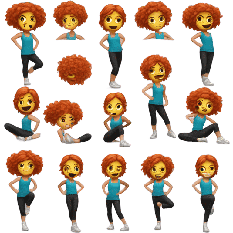 Redheaded girl in dance fitness class  emoji