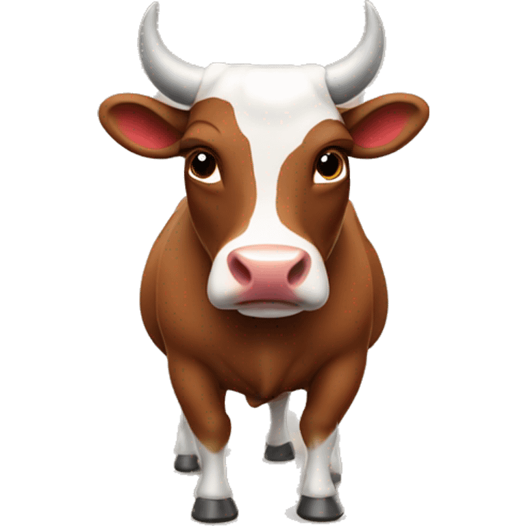 friendly brown bull with horns and red bandana emoji