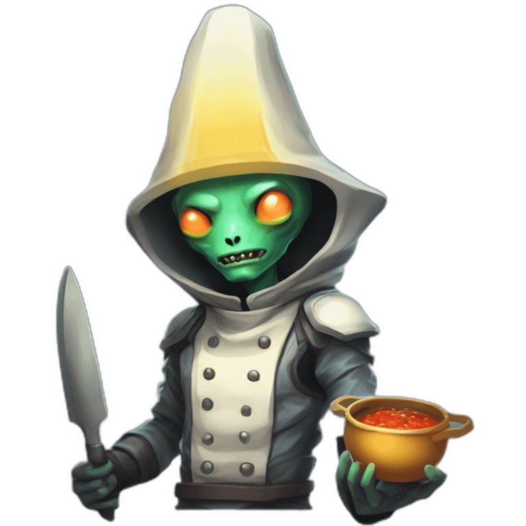 alien chef scifi roguelike rpg style inspired by slay the spire digital art emoji