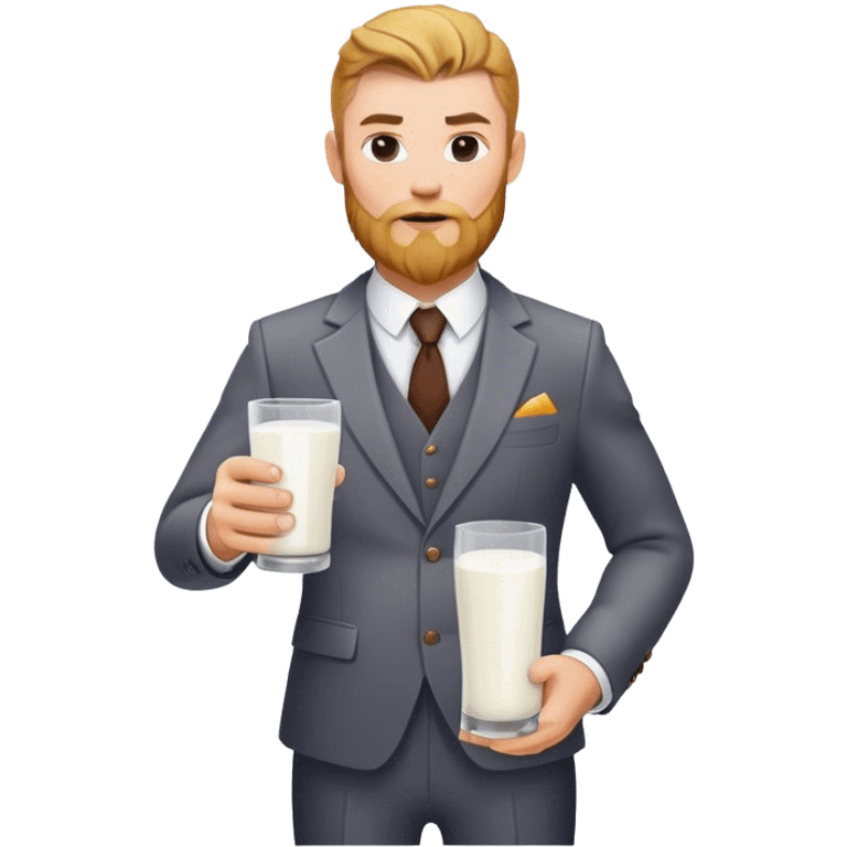 Viking  without weapon in a suit with milk, full height  emoji