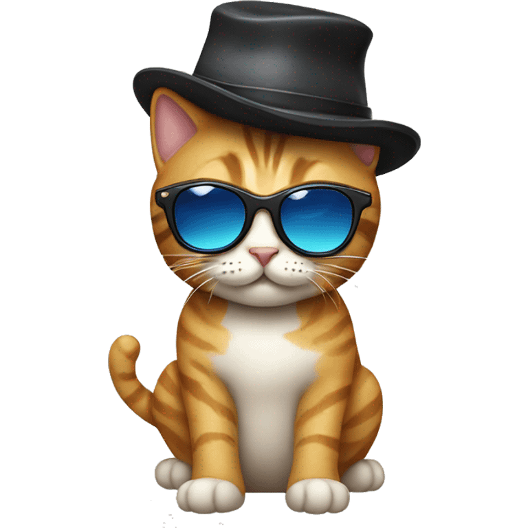 cat with  hat and sunglass emoji