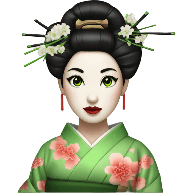 Green eyes geisha emoji