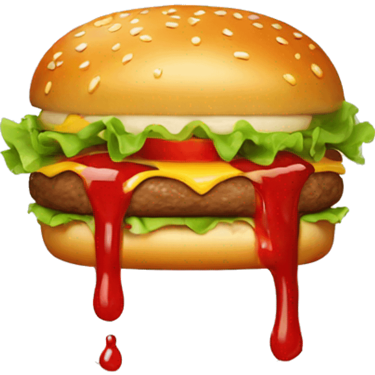 burger with dripping ketchup emoji