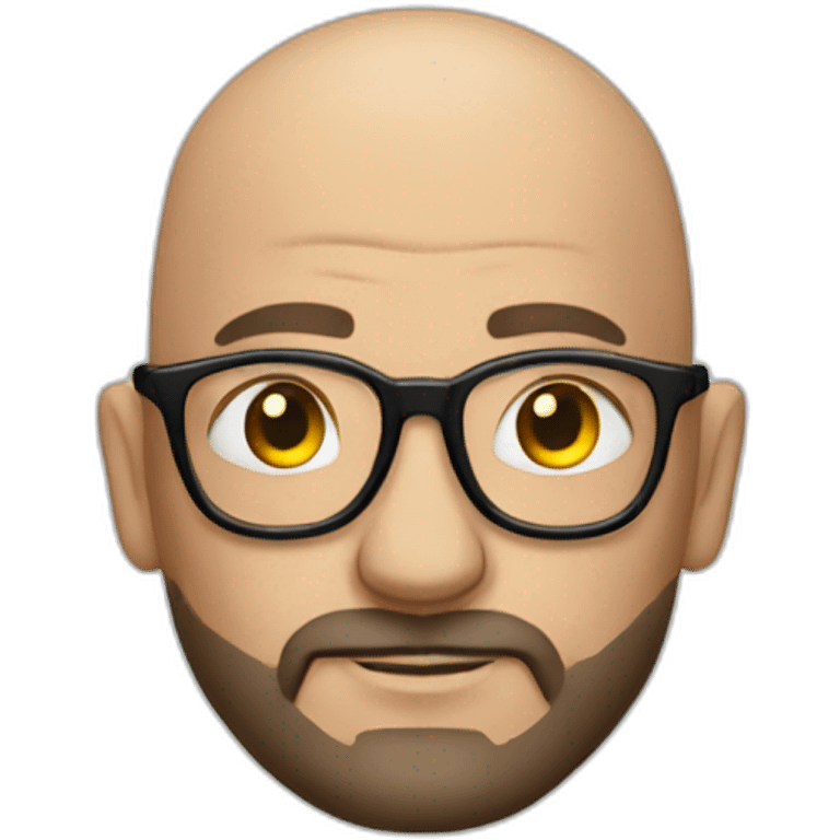 Tattooed bald man with beard and glasses emoji