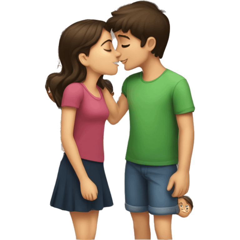 brunet boy kisses a brinet girl emoji