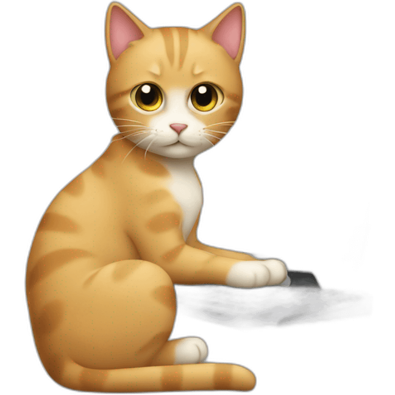 Cat typing infront of a pc emoji