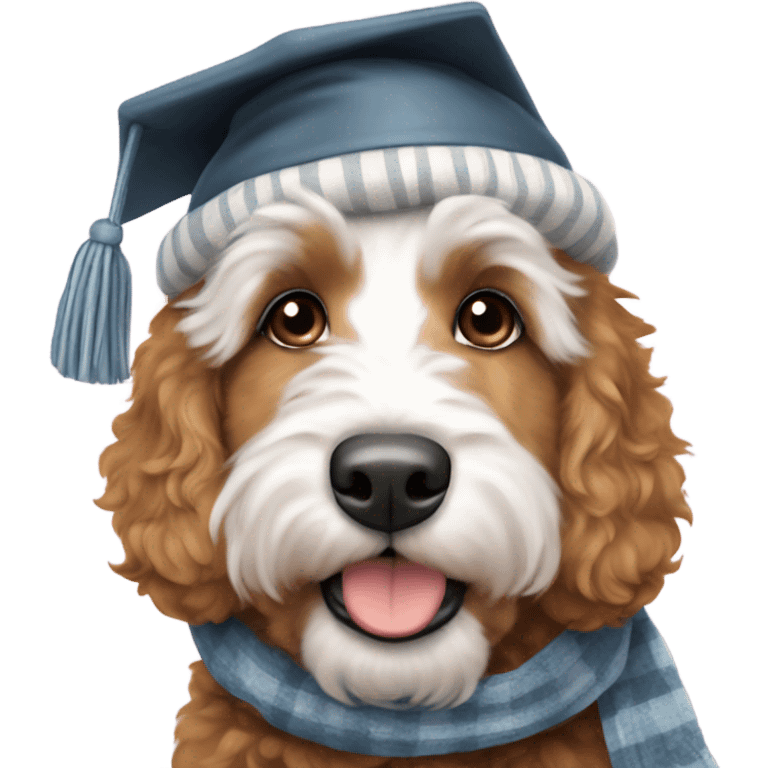 Bernedoodle with University of tennessee hat and scarf emoji