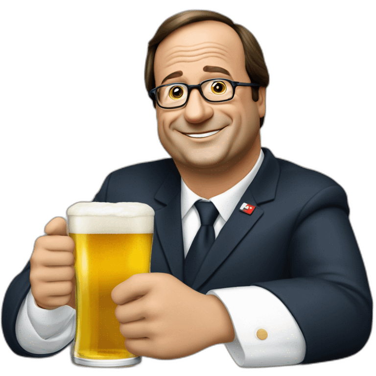 Français Hollande avec une bière à la main  emoji