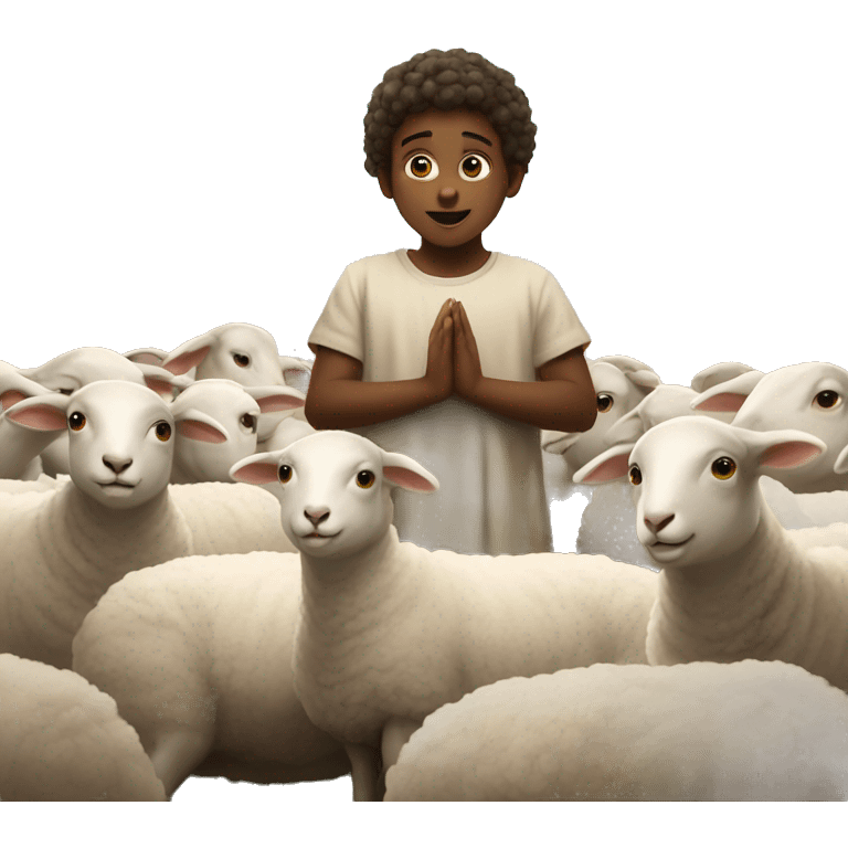 kid offering sheep to god emoji