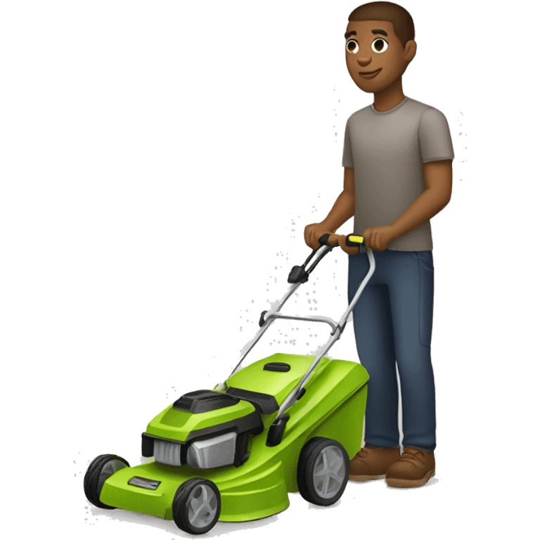 COOL LIGHT BROWN SKIN MAN USING LAWNMOWER  emoji