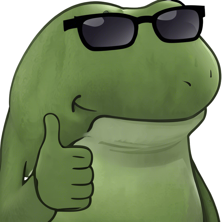 Frog with sunglasses and thumbs up emoji