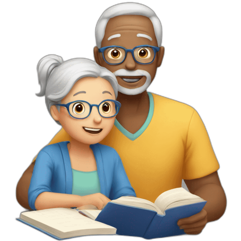 studying with grandparent emoji