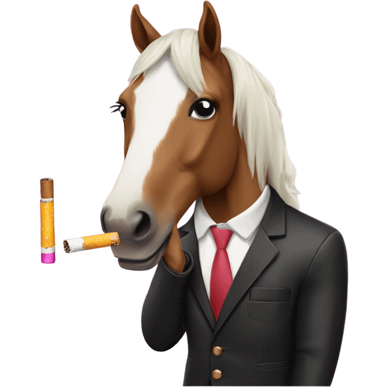 Horse with cigarette and watching TikTok on its phone emoji