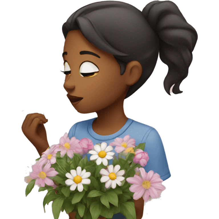 Girl sniffing flowers  emoji