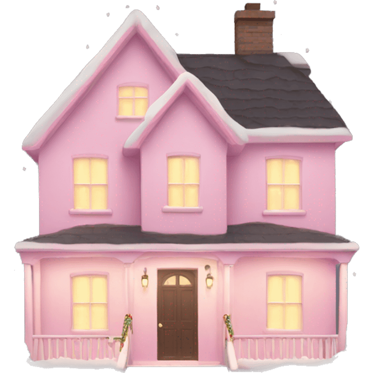 House with light pink Christmas lights  emoji