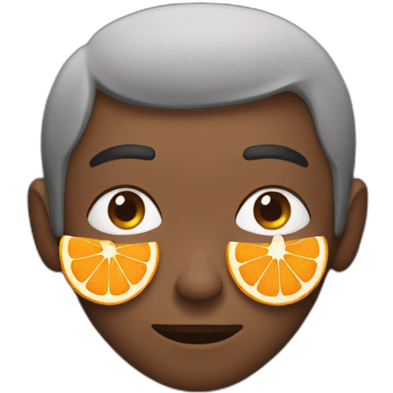 Guy having oranges as his eyes emoji