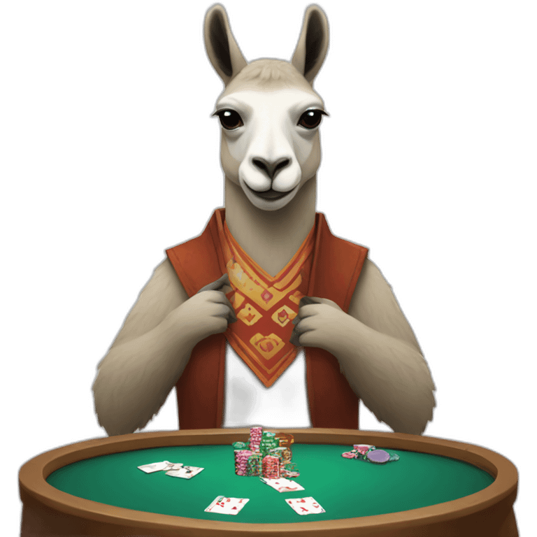 Lama playing poker emoji