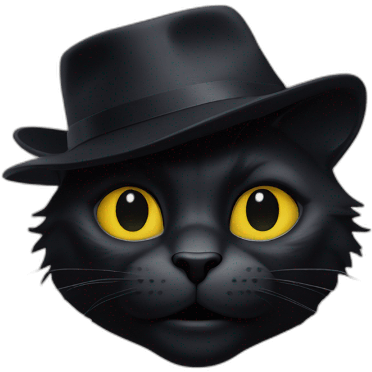 Chat noir avec un chapeau emoji