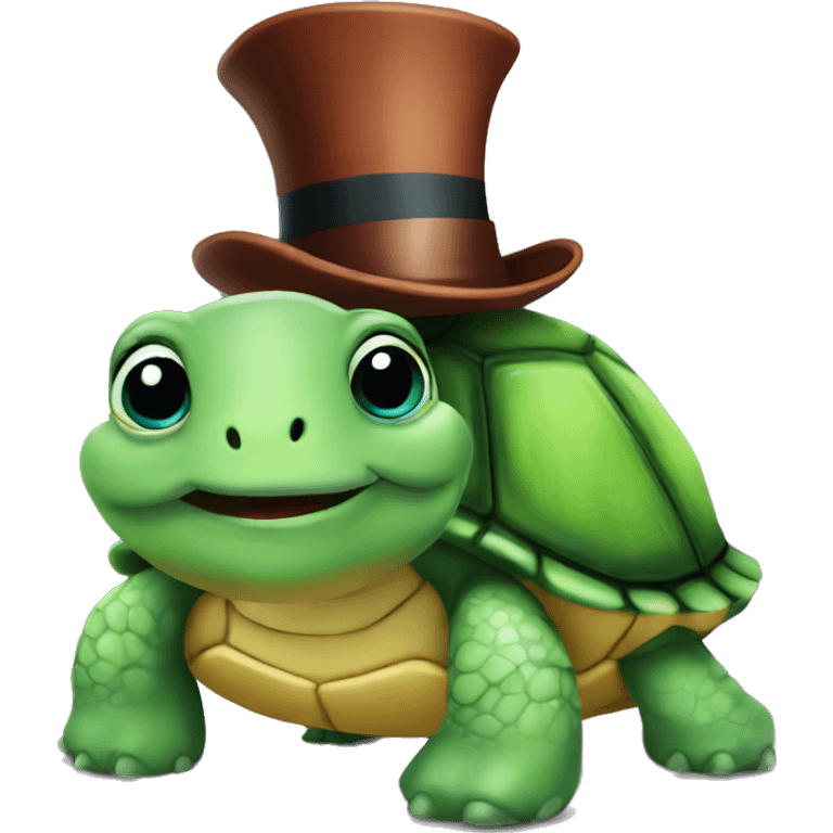 emoji turtle with tophat emoji