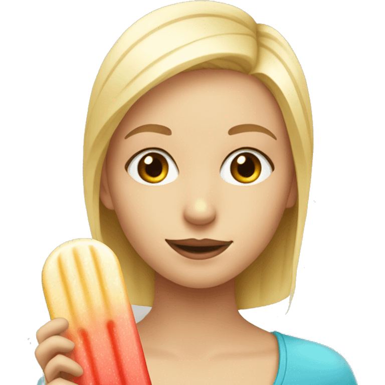 blonde girl with popsicle emoji