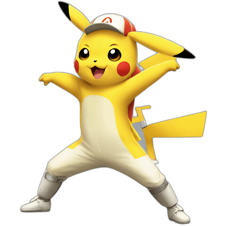 Pikachu doing fencing emoji