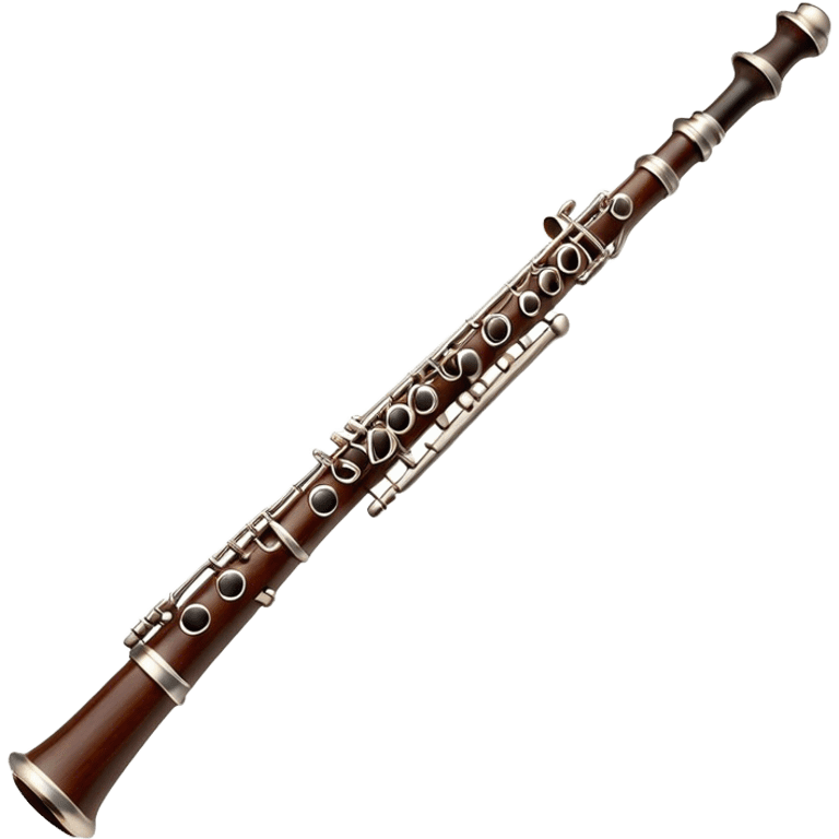 Cinematic Realistic Oboe, slender and elegant dark wood body, silver-plated keys catching soft highlights, delicate reed resting at the top, glowing with refined and classical beauty. emoji