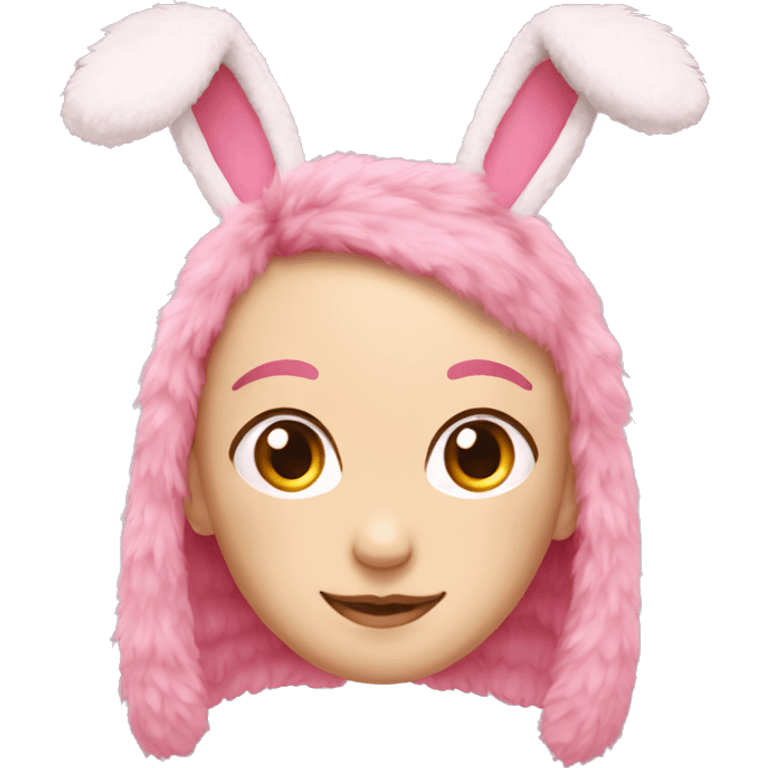 Pink fluffy bunny ears headband emoji