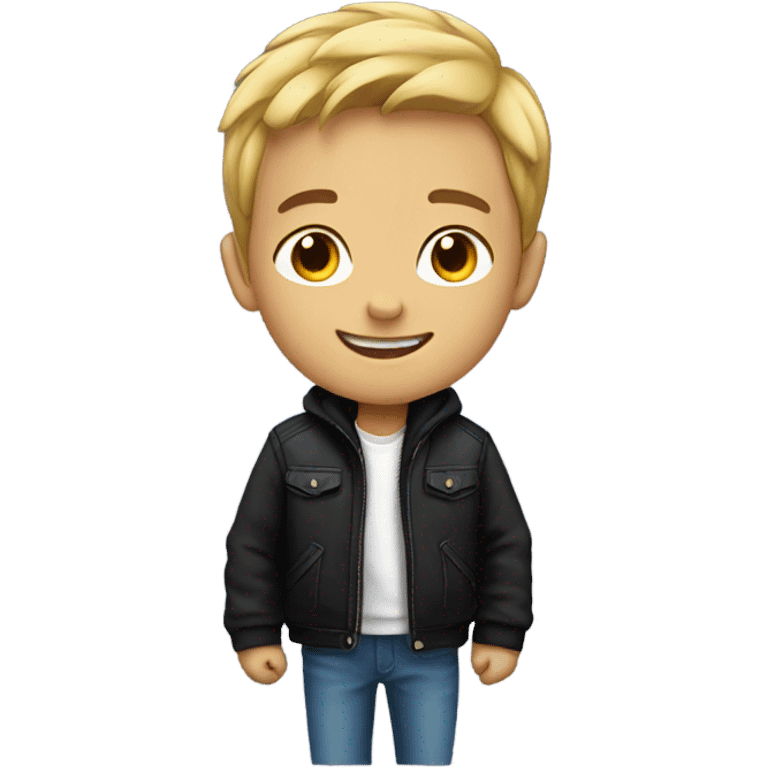 smiling boy in black jacket emoji