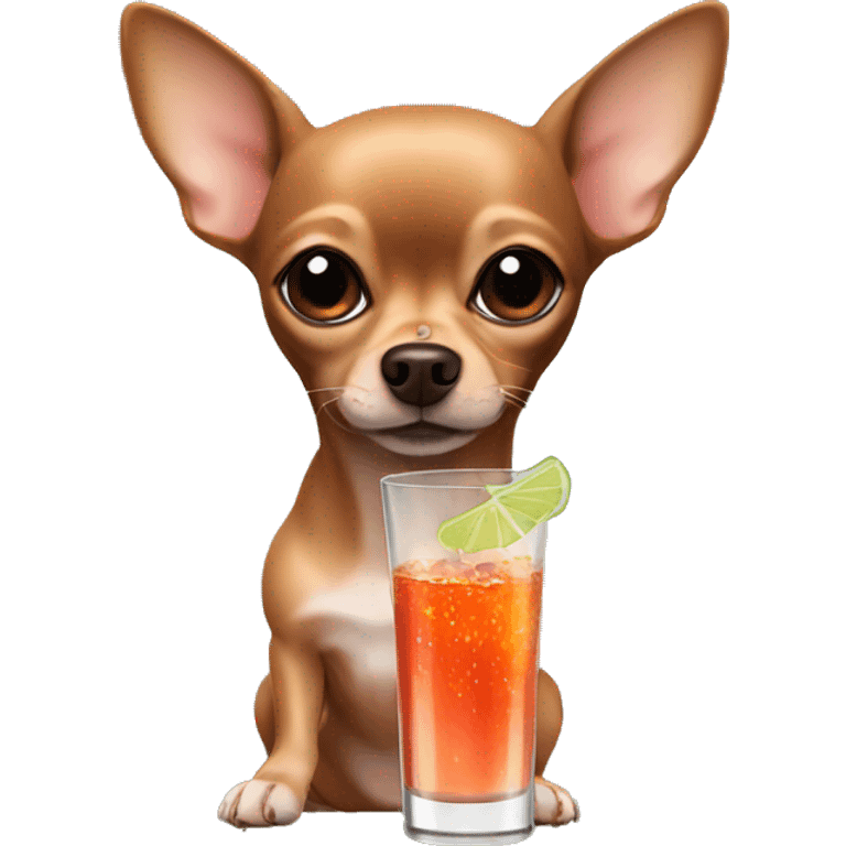 Brown Chihuahua drinking a cosmo emoji