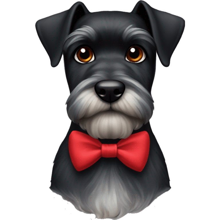 Black schnauzer wearing a red bow tie emoji