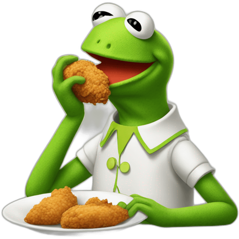 Kermit eating fried chicken emoji