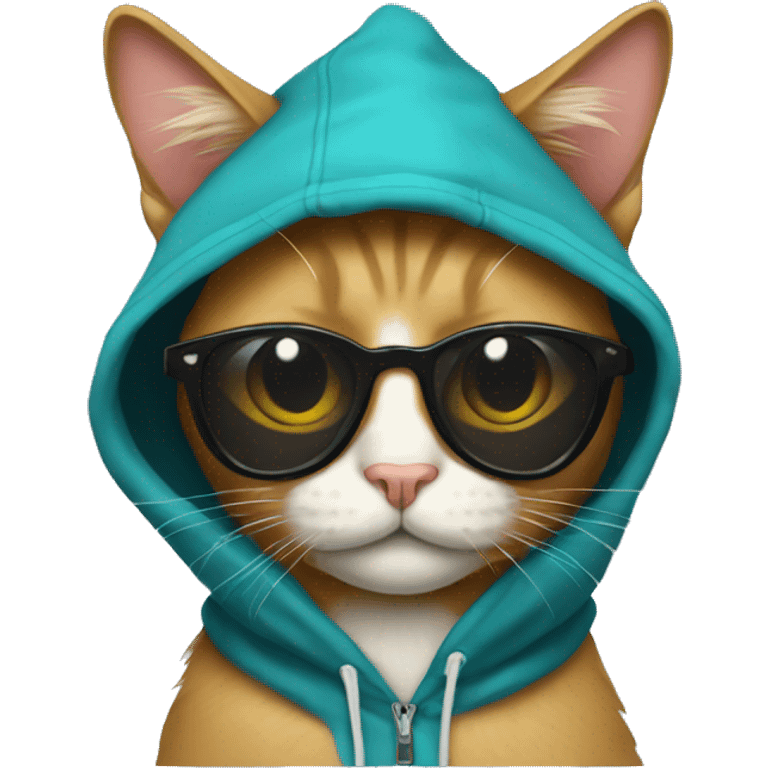 My cat wearing sunglasses and hoodie emoji