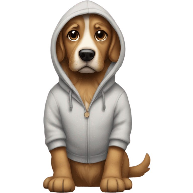 Dog wearing a hoodie and ugg slipers emoji