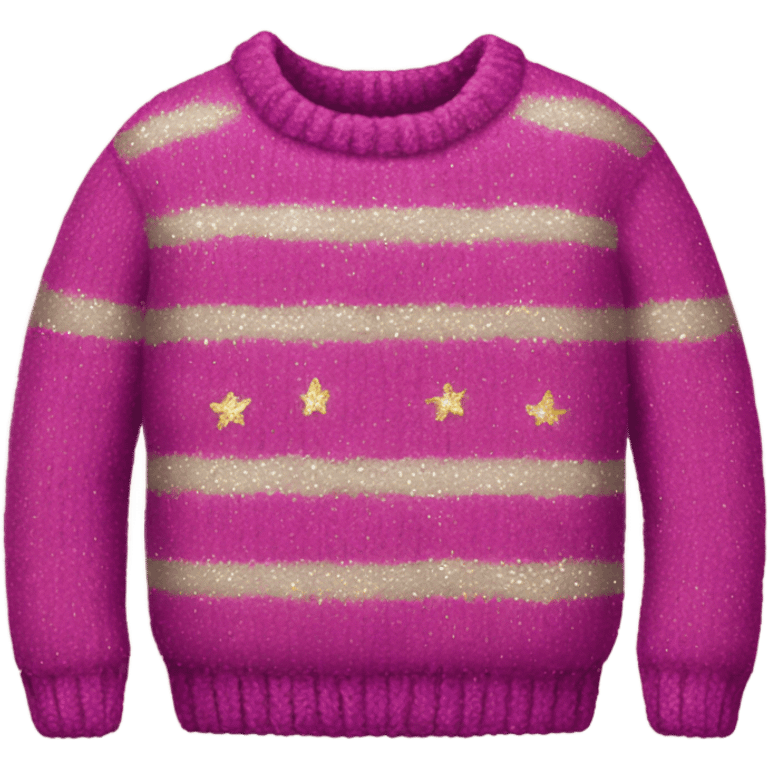 knitted sweater with a glitter design emoji