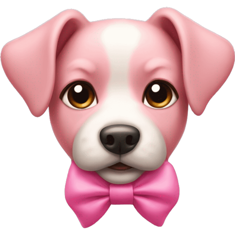 A cute pink dog with a bow on it’s head emoji