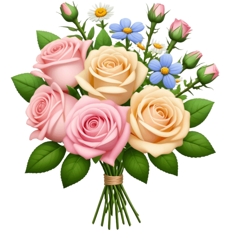 Pastel rose and wildflower bouquet  emoji