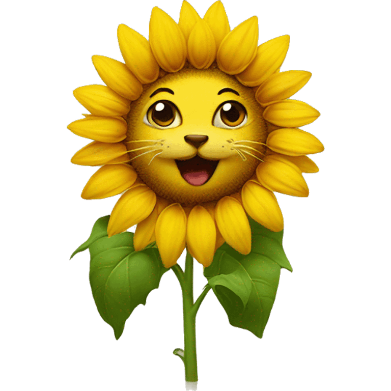 sunflower with cat as face emoji