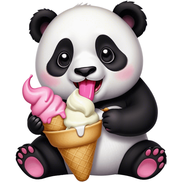 Panda eating ice cream emoji