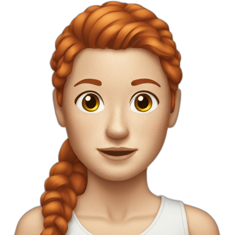 Redhead woman freckles long ponytail emoji