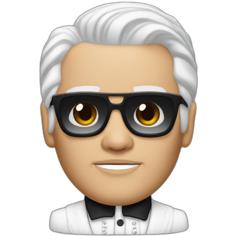 Karl Lagerfeld with a ponytail emoji