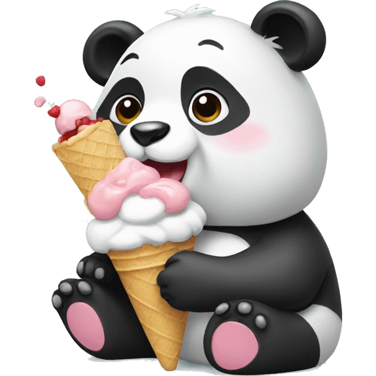 Panda eating ice cream emoji