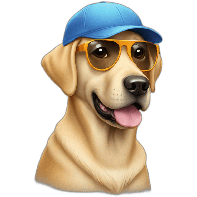 labrador with sunglasses and cap emoji