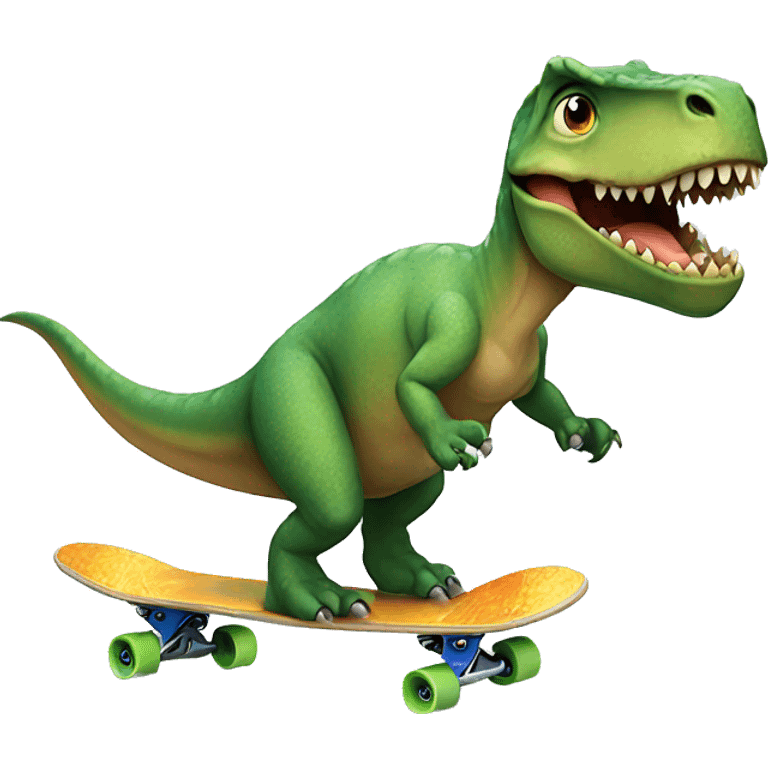 Dinosaur riding skateboard  emoji