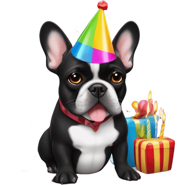 birthday of a bulldog french black emoji