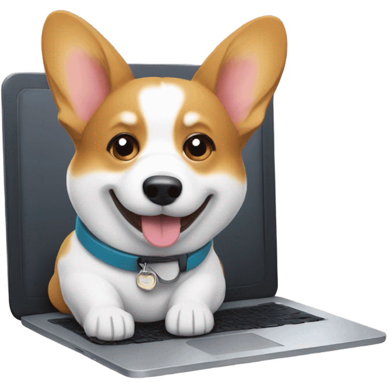 Corgi working on a laptop  emoji