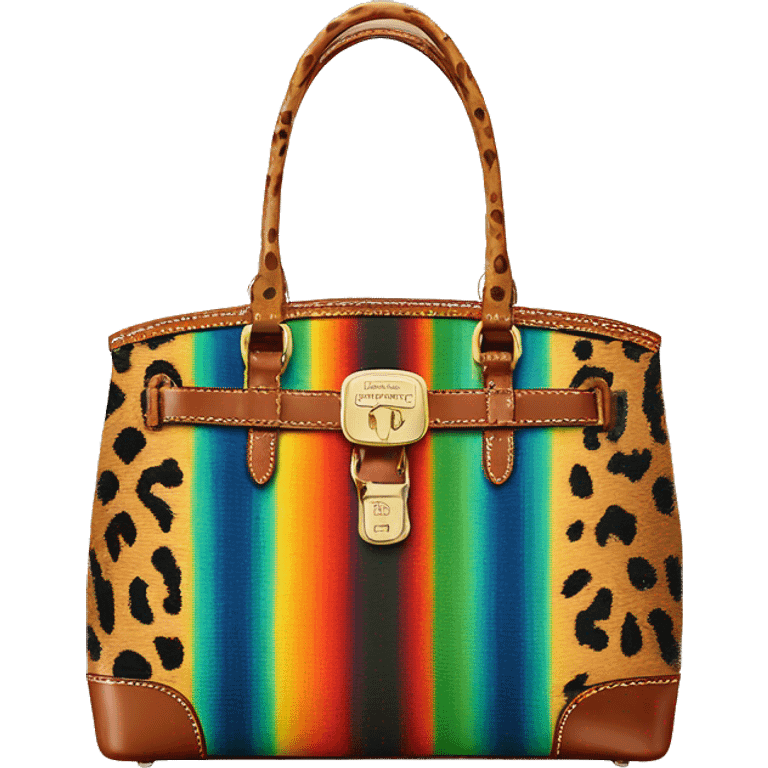 Realistic dooney and Bourke serape with leopard print pattern satchel purse. emoji