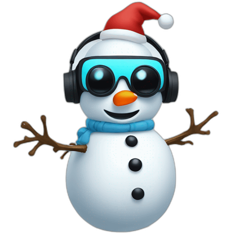 Snowman in vr headset, full body, Christmas emoji