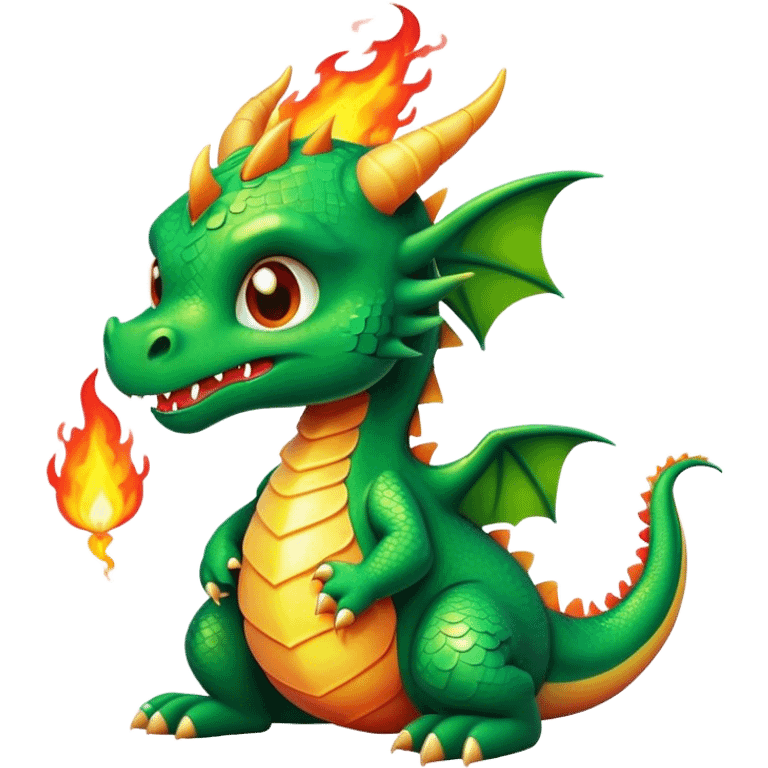 Cute dragon breathing fire emoji