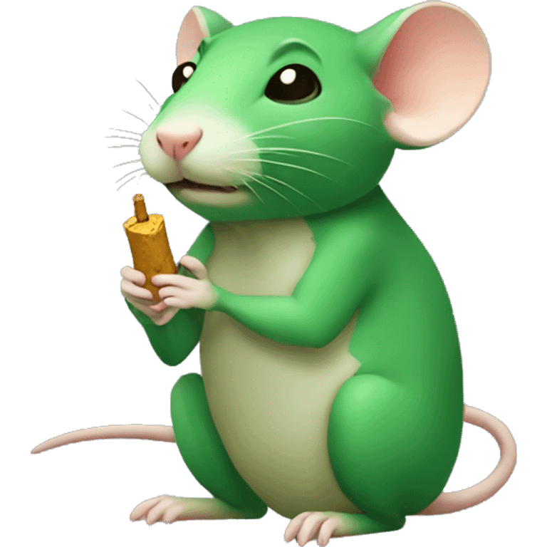 cute green rat smoking emoji