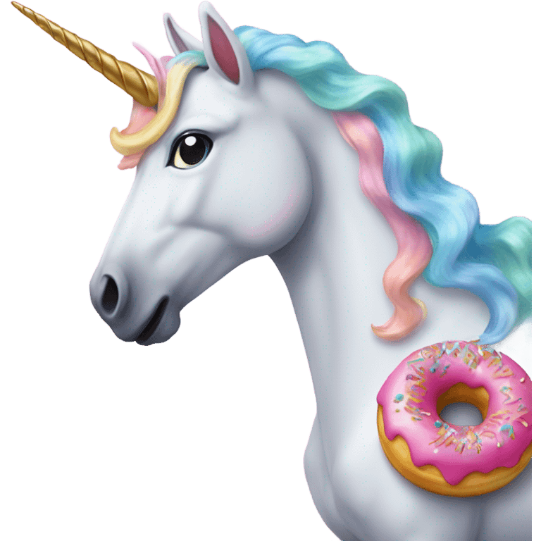 A unicorn eating a doughnut  emoji